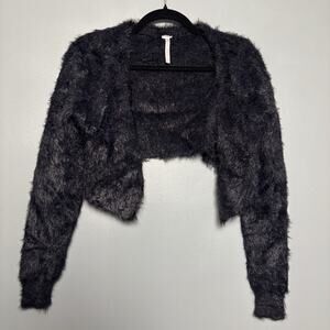 Fabletics Women’s Black Bro Cardigan Faux Mohair Small Flaw